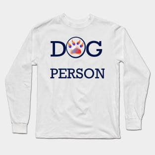 Blue Distressed Dog person slogan with Cute Paw print pattern, psychedelic trippy colours colors Long Sleeve T-Shirt
